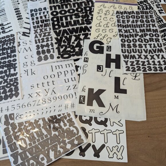 Pack of Black Alphabet Stickers for Scrapbooking and Crafts, Multiple Fonts - Picture 3 of 6